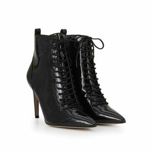 Sam Edelman Frania Black Patent Lace Up Spike Heel Boots